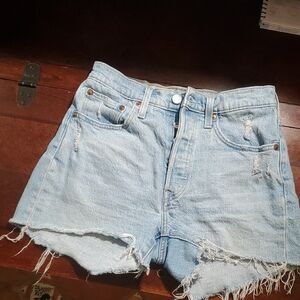 Levi's Light Blue Distressed Jean Shorts